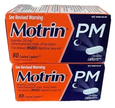 Motrin Ibuprofen 200mg Pain Reliever Sleep-Aid Caplets 80 Count 2 Pack EXP: 2027