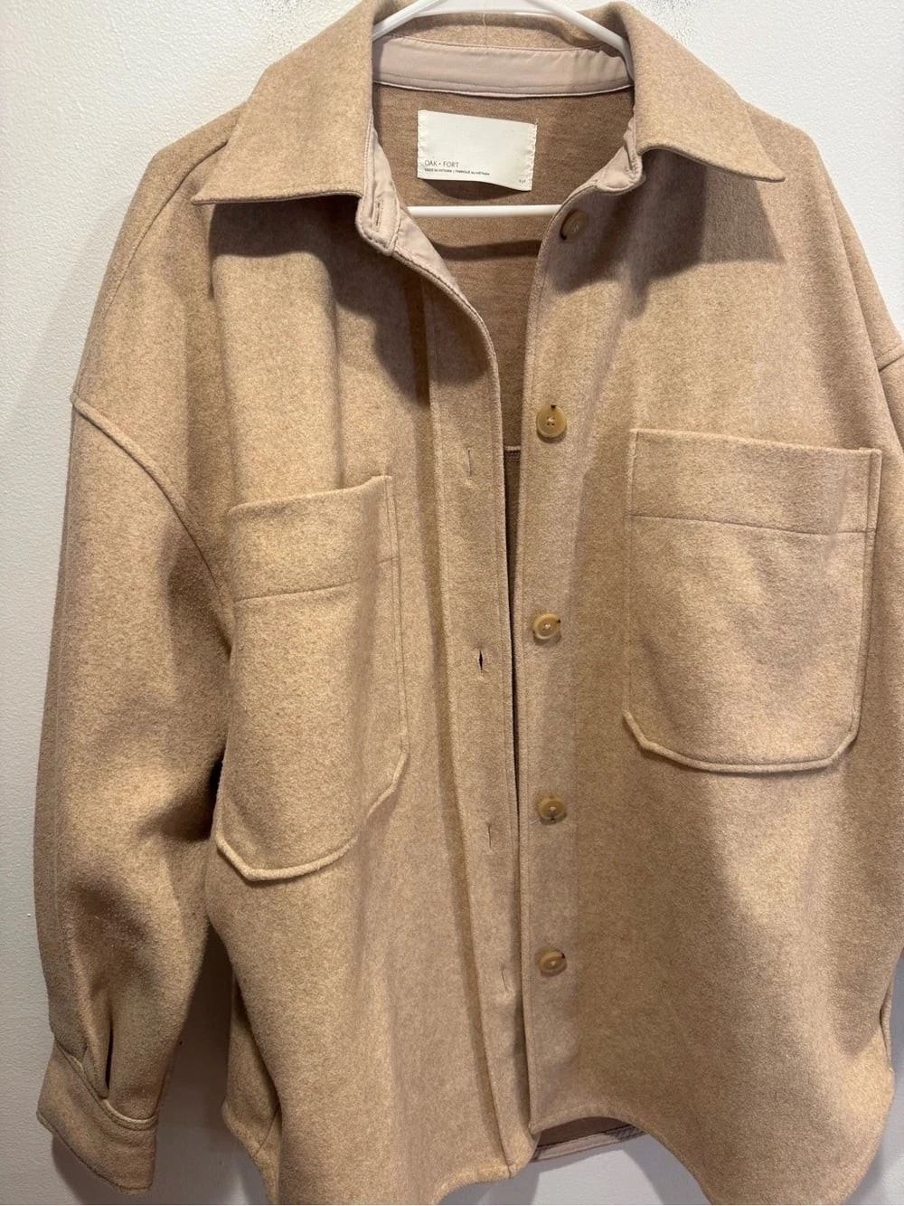 Oak + Fort Oversized Shacket in Camel - product detail image 2