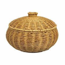 Rattankorb mit Deckel Langlebiger K&uuml;rbiskorb mit Deckel Praktisch