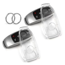 Clear TPU Key Fob Cover, Compatible with Mercedes-Benz A C E S CLA Clear, 2 Pcs