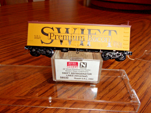 Micro-Trains A 58530 Spur N Swift Refrigerator Lines "Silver Leaf" Reefer #2464 | Zustand: New