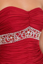 Short Red Crochet Satin Scoop Neck Bow Broach Zip Prom Dress Size 4
