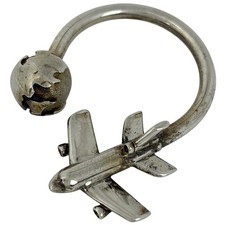 TIFFANY Co. Earth Motif Key Holder Earth Airplane Keyring Key Holder Silver...