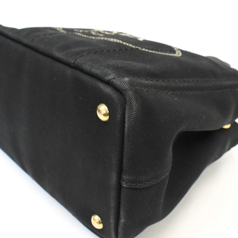 Prada Canapa Tote Bag 2way Shoulder Bag 1BG439 Canvas Black Triangle Logo PRADA thumbnail 6