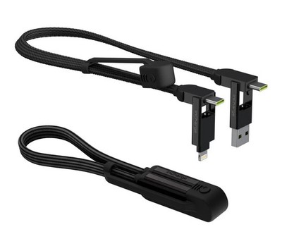 Rolling Square inCharge XL 6-in-1 Multi Charging Cable, Portable USB Black 
