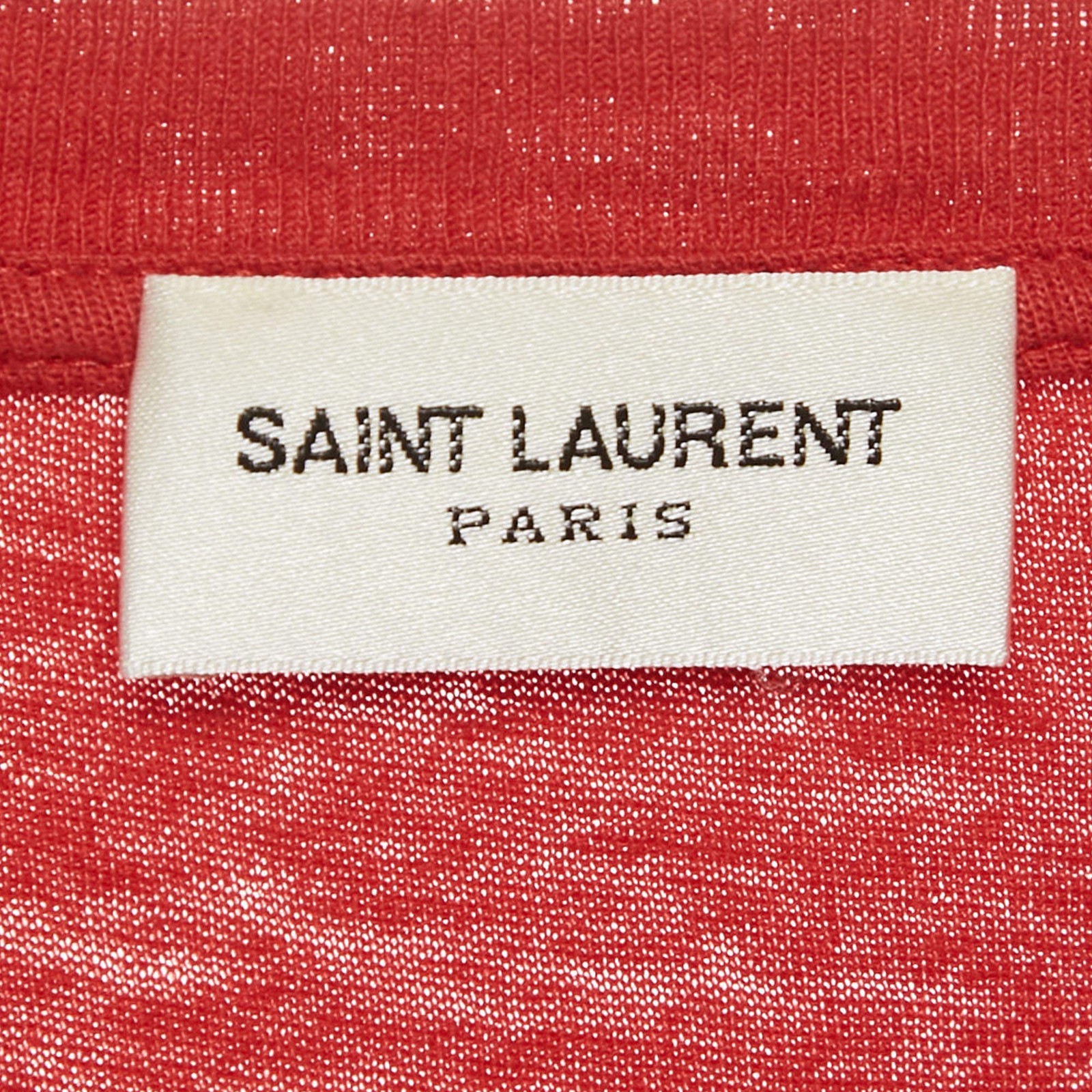 Saint Laurent Paris Red Logo Print Jersey TShirt M thumbnail 4