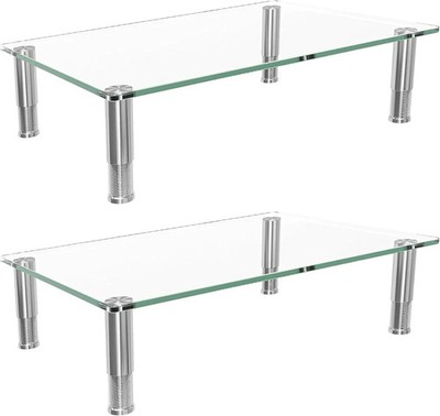 Simple Trending 2 Pack Computer Monitor Riser 14.25 x 9.5 x 3.5 inches, Glass