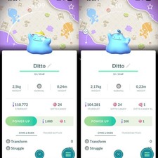 Pok mon Go Shiny Ditto wearing a CAP / HAT has Background- Mini PTC 80K Stardust