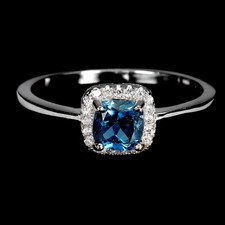 925 Sterling Silver Ring Triangle London Blue Topaz 5mm Natural Gemstone Size 8