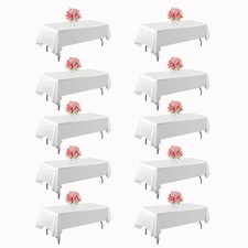 10 Pack White Table Cloth Rectangle Table 60x102 Inch,Polyester Tablecloths f...