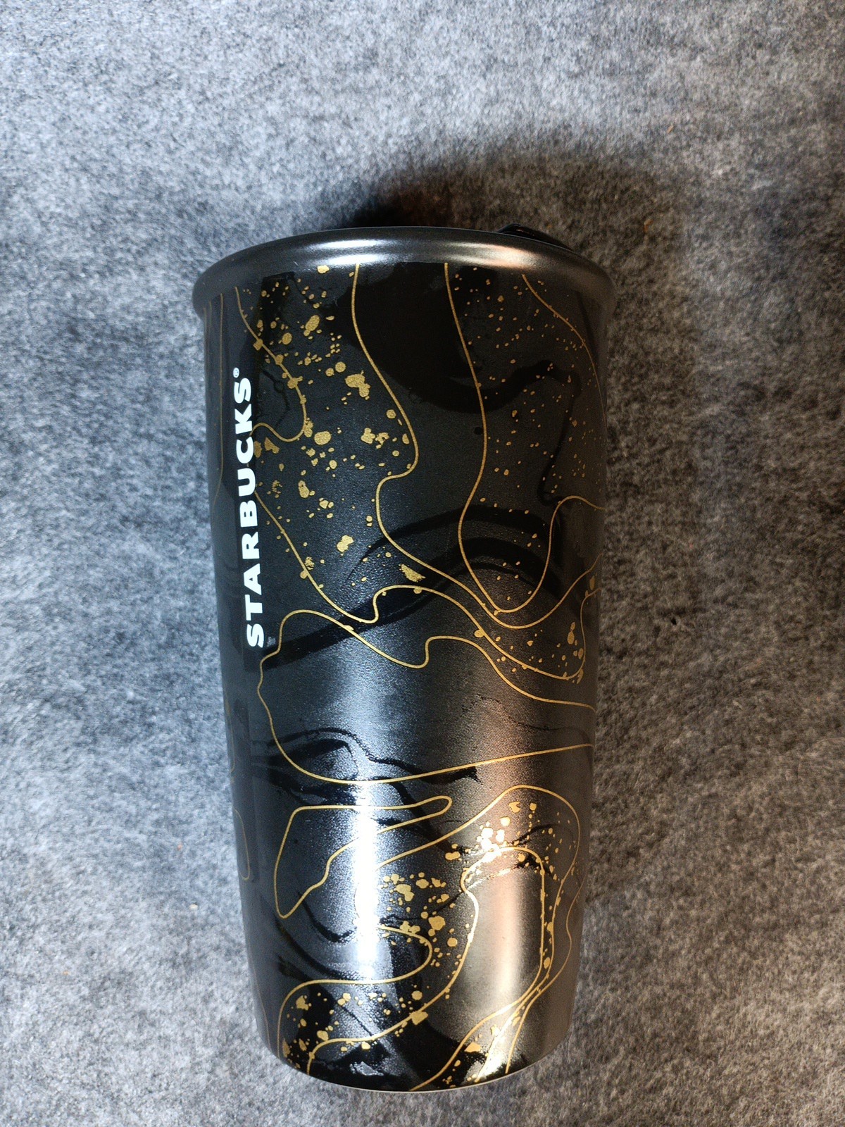 Starbucks Gold Black Sparkle Blend Ceramic Traveler Tumbler Coffee Cup 12 oz