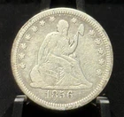 1856 US Seated Liberty Twenty Five Cent 25C Silver Coin