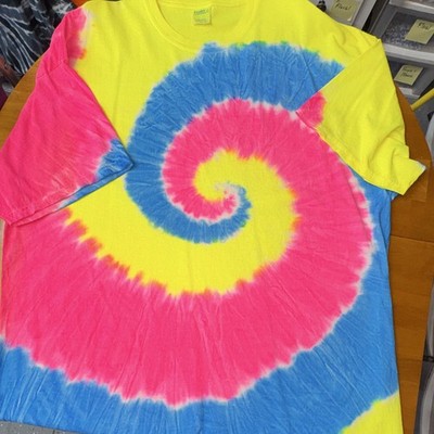 Port & Company Unisex Multicolor Cotton Tie-Dye Spiral T-Shirt size 2XL