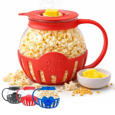 Netrox - Popcornmaschine für Mikrowelle - Glasbehälter, BPA-frei, rot 