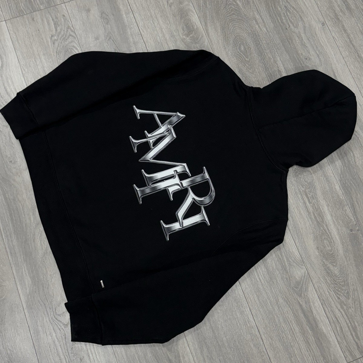 Amiri Staggered Logo Hoodie ' Black Silver ' | Size XL | eBay