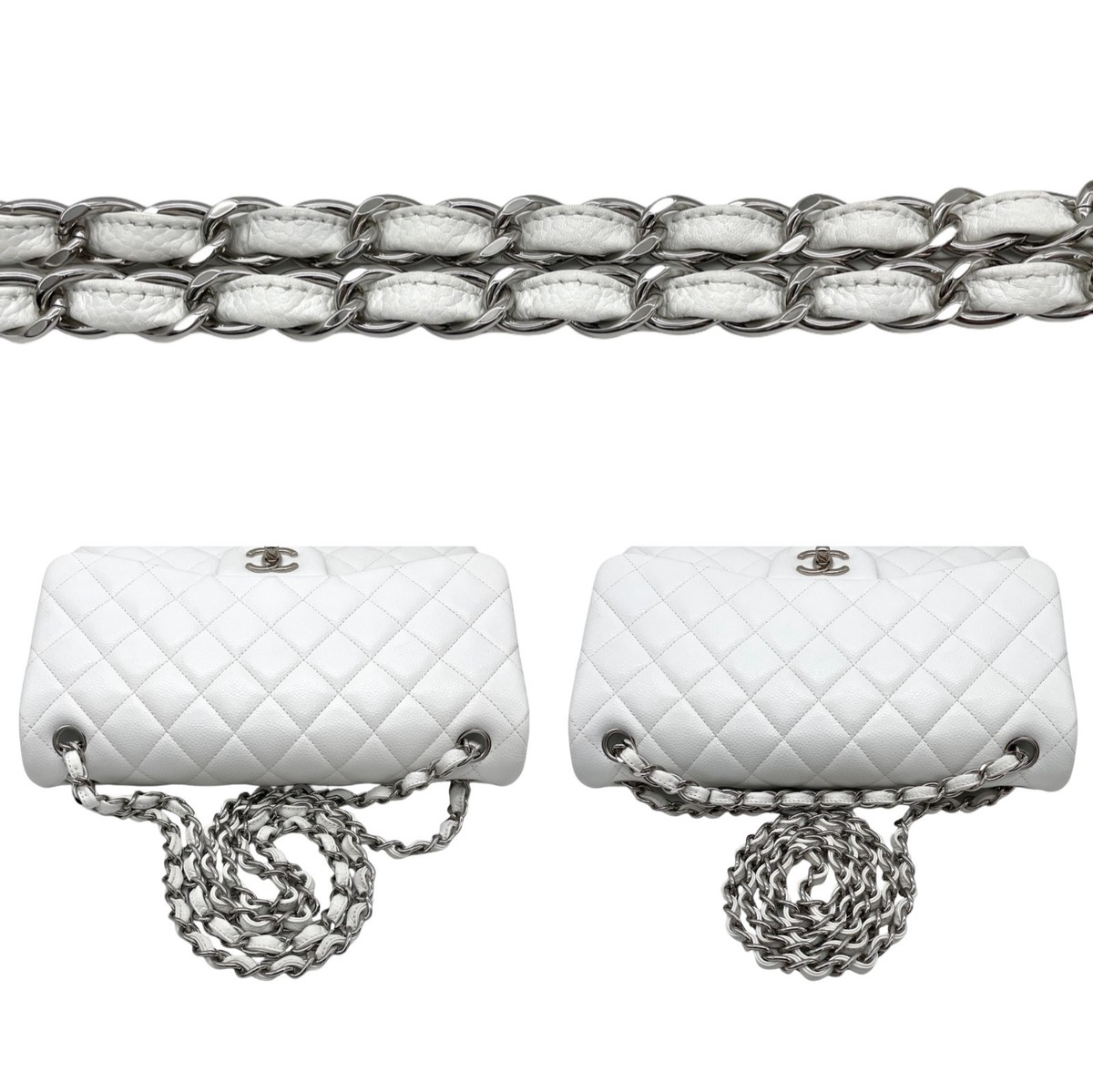 Auth CHANEL Matelasse Jumbo 30 Classic Flap Double Chain Shoulder