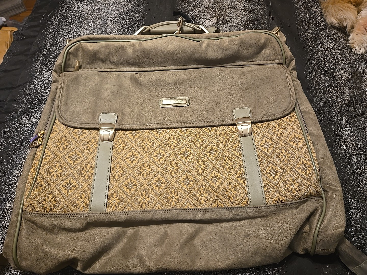 Murano Suede Oversized Shoulder Garment Bag with Unused Cardboard in Pocket