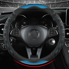 Blue Sport Carbon Fiber  Honeycomb Steering Wheel Cover Universal,All Season