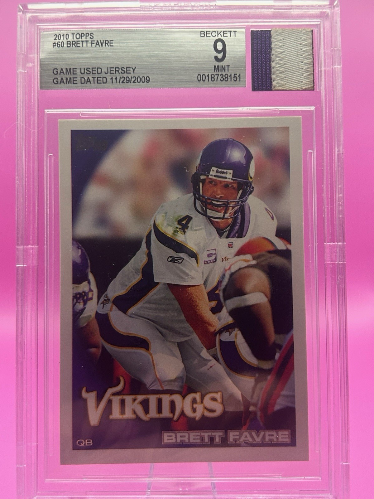 2010 Jersey Fusion Legendary Brett Favre Game Used Jersey Two Color Patch BGS 9 view 1