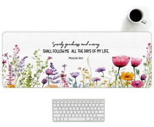 Christian Decor Large Mouse Pad Bible Verses Desk Mat, Surely Goodness and Me...