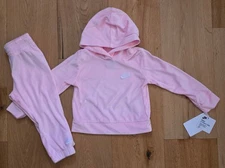 Nike Toddler Girl Velour Hooded Jogging Set ~ Pink Foam ~