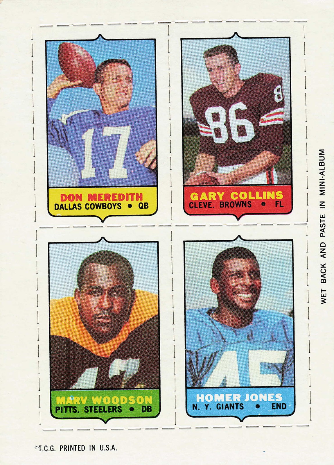 Homer Jones #NNO 1968 Topps Football Stand-Ups