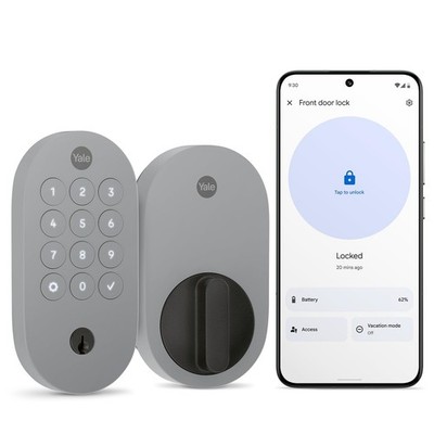 Smart Lock Keyed Deadbolt Yale Matter Compatible Ash YRD510-MT1-ASH Google