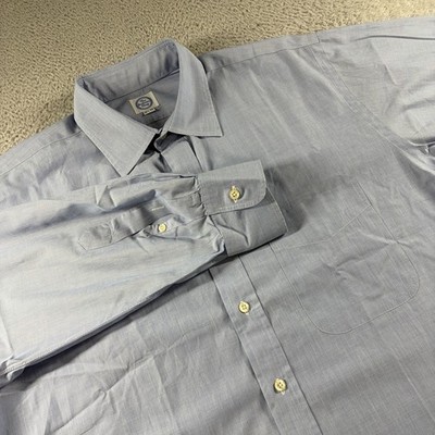 Andover Shop Dress Shirt Mens 16-34 Solid Light Blue 100% Cotton Made in USA