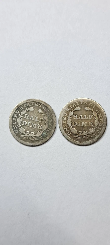 Lot Of 3 US Silver Seated Liberty Half Dimes 1842, 1853, 1860 - Image 4 of 4