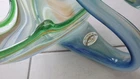 Murano Handmade Venetian Art Glass Swan Figurine, Multicolor Swirl Glossy
