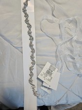 David's Bridal Wedding Dress Sash Belt BRAND NEW with tags Silver