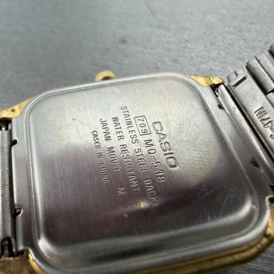 Casio MQ-518 Watch Men 30mm Champagne Dial Gold Tone Rectangle 