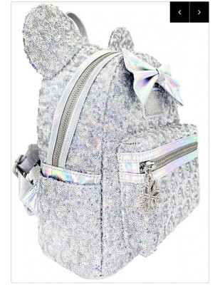 Disney Silver Mini Backpack with Holographic Trim and Character Print Loungefly Disney Minnie Mouse Silver Holographic Sequin Mini  main image 3