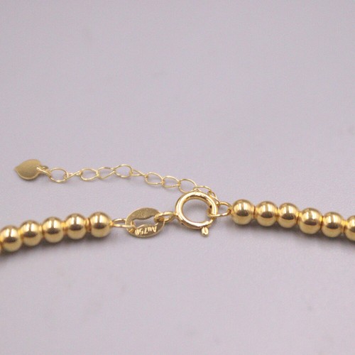 Pure Au750 18K Yellow Gold Chain Smooth Beads Link Bracelet 1.8-2g 6.7-7.8inch - Picture 3 of 6
