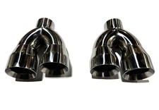 Dual 4" Quad Style Polished Exhaust Tips Camaro Firebird Trans Am 2.5" Inlet