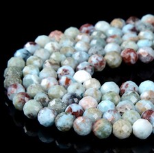 Natural Larimar Gemstone Micro Faceted Round 2MM 3MM 4MM 5MM Beads 15 inch P52