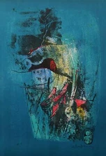 Lebadang (aka Hoi), Untitled - Red Boat and Hut II, Lithograph with Intaglio Etc
