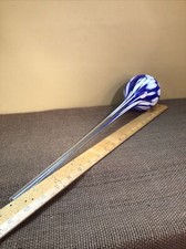 Hand Blown Glass Plant Watering Ball Studio Art Glass Blue 19” Extra Long