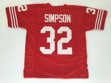 UNSIGNED CUSTOM Sewn Stitched O.J. Simpson Red Jersey - M, L, XL, 2XL