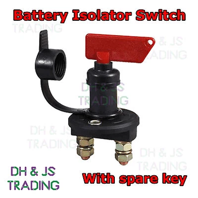 DH & JS Battery Isolator Switch with spare key 100a Continuous @ 12v 500a cut off kill