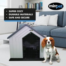 MiraPet Durable Waterproof Plastic Dog House, Indoor Outdoor  FREE Small Pad
