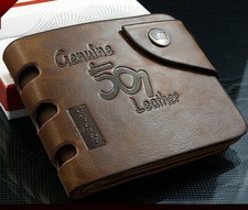 Men's Leather Short Hasp Bifold Wallet Credit ID Card Holder Coin Pocket Bag