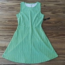   New York  Company Women's NY C Fit  Flare Patterned Dress Side Pockets M  