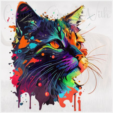 Sublimation Print Watercolor Cat Ready to Press Heat Transfer
