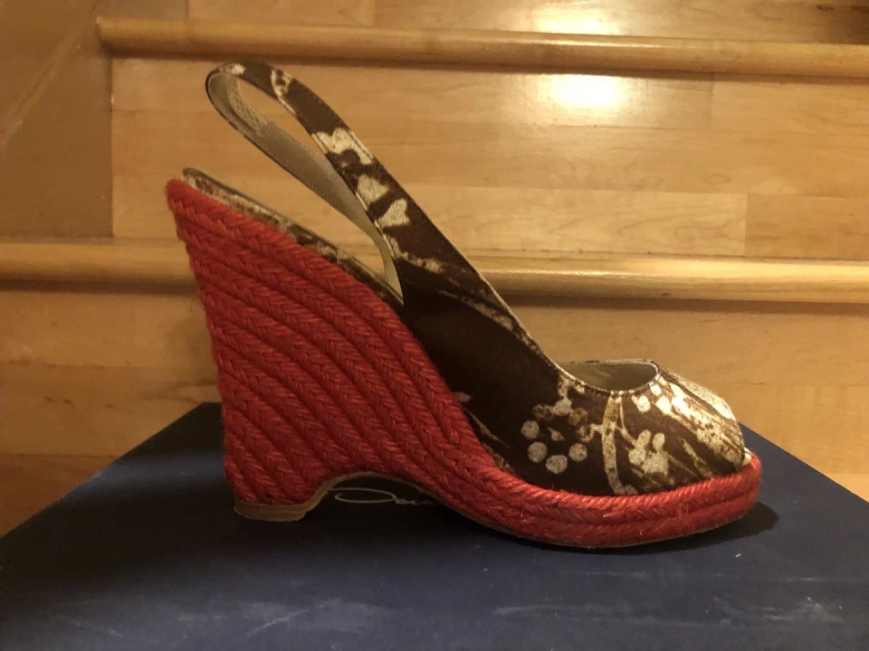 Zapatos de mujer, puntera abierta, florales, cuñas, talla 39 Foto 4 de 4