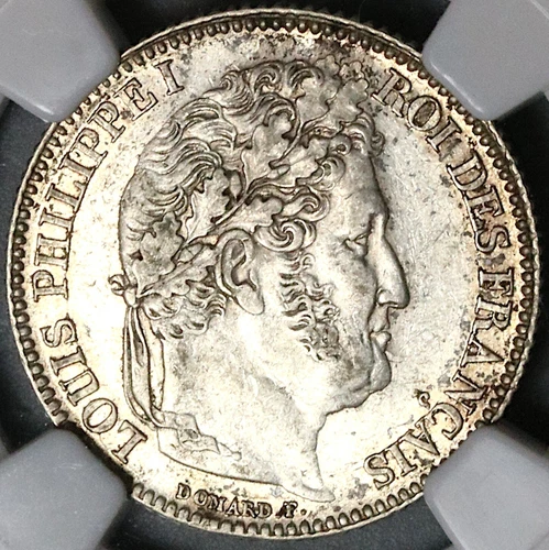 1832-H NGC AU 50 France 1 Franc Philippe Rochelle Coin 80K POP 1/1 (22102401C)