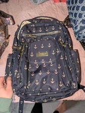 JuJuBee Legacy Nautical Backpack Diaper bag the Admiral anchors navy