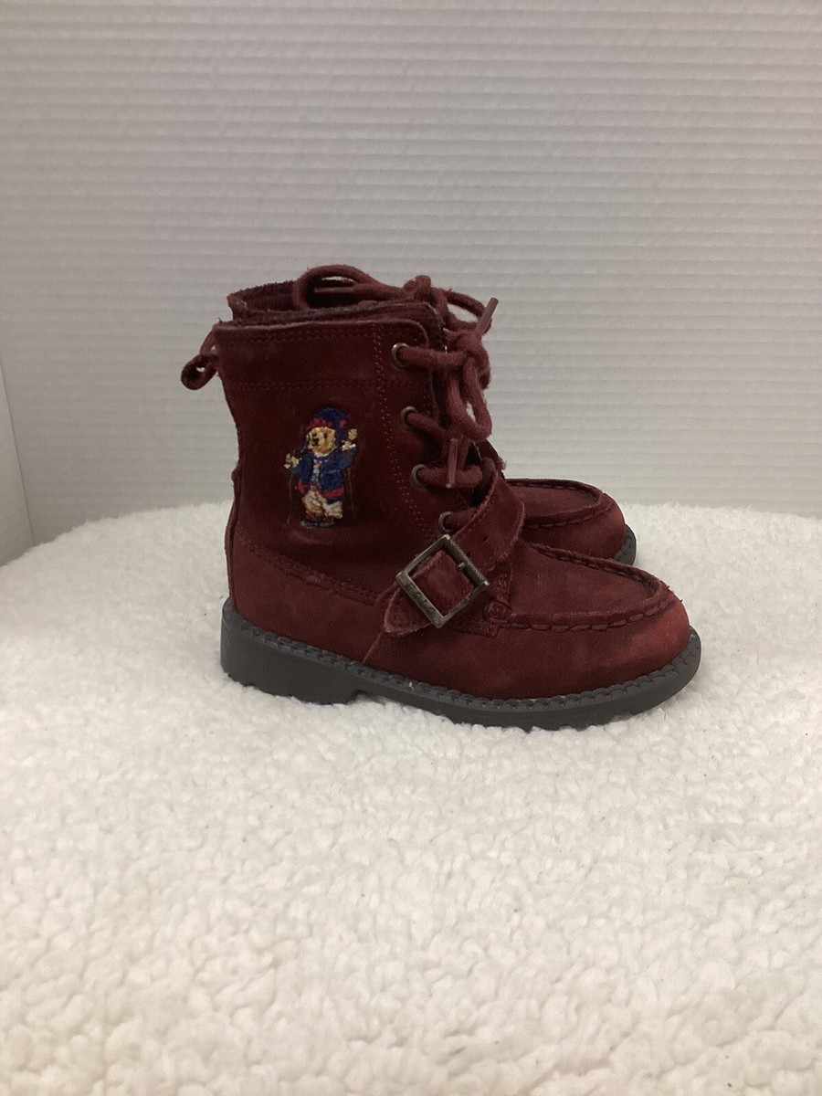 Polo Ralph Lauren Ranger Bear Hi Boots Burgundy US Size EU Size