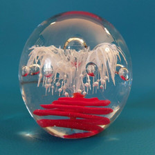 SFERA CRISTALLO CON EFFETTO FUOCHI D'ARTIFICIO MURANO VENEZIA VINTAGE SCULTURA