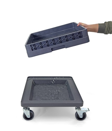 Carretilla para estante para platos y estante de vidrio | Bloqueo de 2 ruedas 4" | Capacidad máxima 250 lbs | GRIS - Imagen 10 de 11